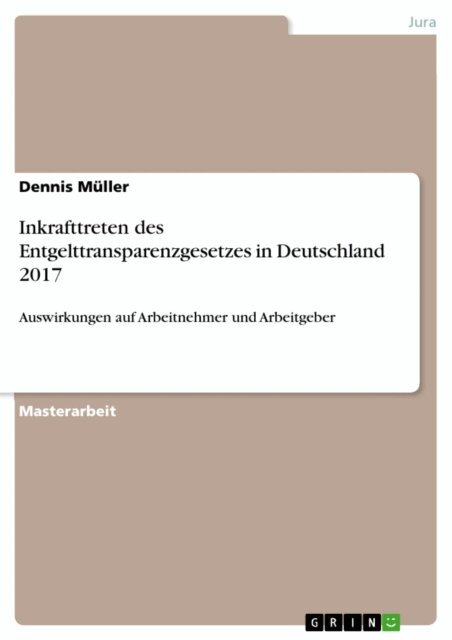 Dennis Muller - Inkrafttreten des Entgelttransparenzgesetzes in Deutschland 2017, E-bok