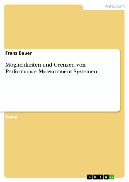 Franz Bauer - Moglichkeiten und Grenzen von Performance Measurement Systemen, E-bok