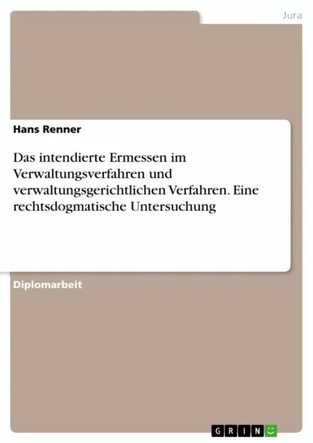 Hans Renner - Das intendierte Ermessen im Verwaltungsverfahren und verwaltungsgerichtlichen Verfahren. Eine rechtsdogmatische Untersuchung, E-bok. Tillgänglighet: Lägg i varukorg