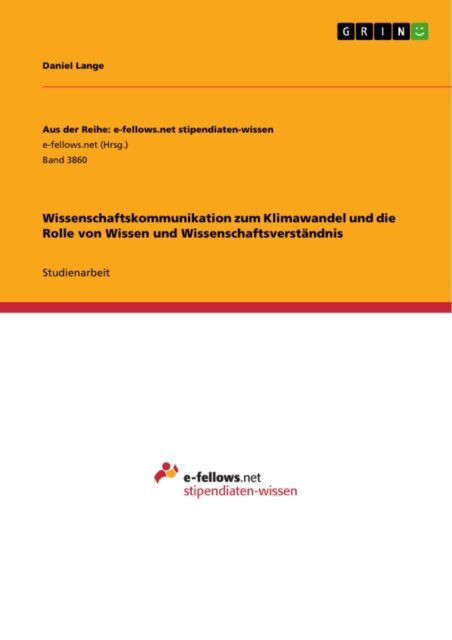 Daniel Lange - Wissenschaftskommunikation zum Klimawandel und die Rolle von Wissen und Wissenschaftsverständnis, E-bok