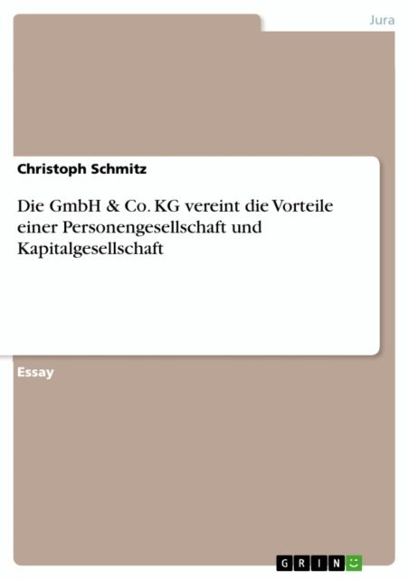 Christoph Schmitz - Die GmbH & Co. KG vereint die Vorteile einer Personengesellschaft und Kapitalgesellschaft, E-bok