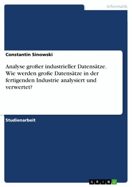Constantin Sinowski - Analyse groer industrieller Datensatze. Wie werden groe Datensatze in der fertigenden Industrie analysiert und verwertet?, E-bok
