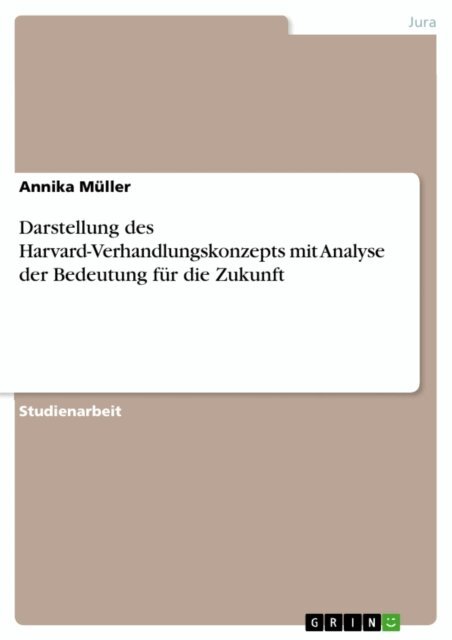 Annika Muller - Darstellung des Harvard-Verhandlungskonzepts mit Analyse der Bedeutung fur die Zukunft, E-bok