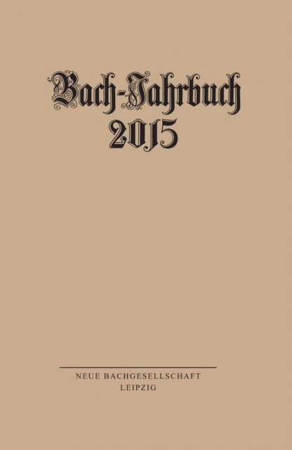 Peter Wollny - Bach-Jahrbuch 2015, E-bok