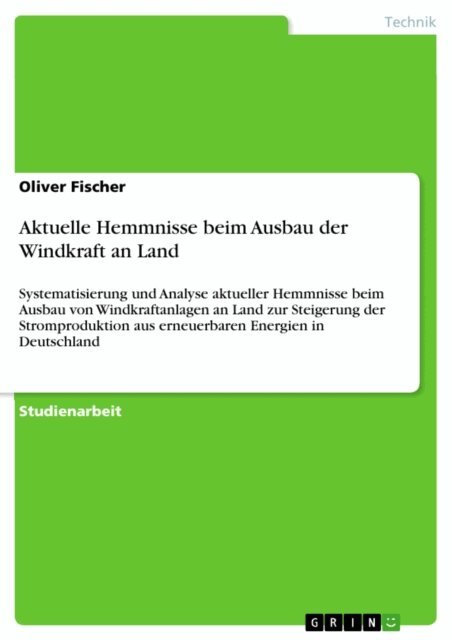 Oliver Fischer - Aktuelle Hemmnisse beim Ausbau der Windkraft an Land, E-bok