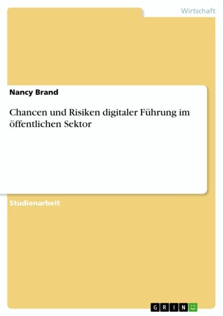 Nancy Brand - Chancen und Risiken digitaler Fuhrung im offentlichen Sektor, E-bok