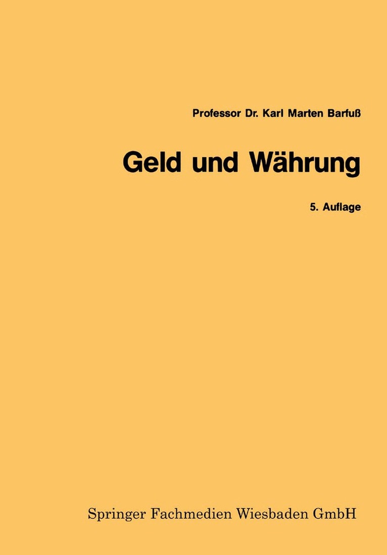 Karl Marten Barfuss - Geld und Währung, Häftad