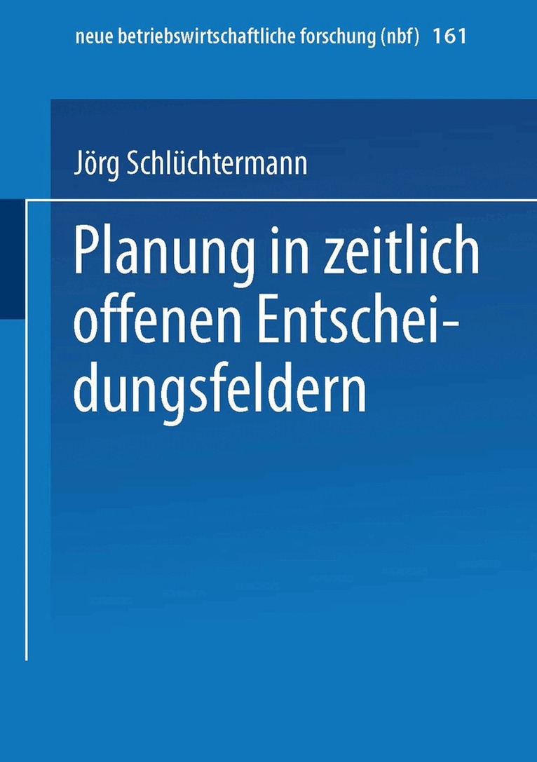 Jörg Schlüchtermann - Planung in zeitlich offenen Entscheidungsfeldern, Häftad