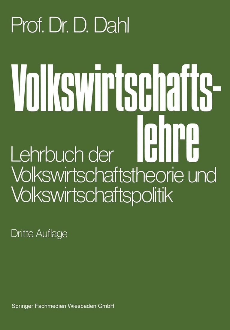 Dieter Dahl - Volkswirtschaftslehre, Häftad