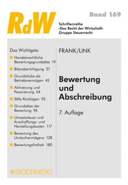 Gunter Link, Manfred Frank - Bewertung und Abschreibung, E-bok