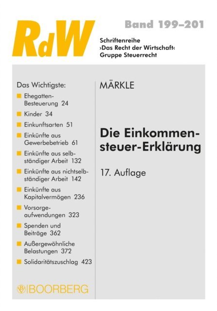 Rudi W. Markle - Die Einkommensteuer-Erklärung, E-bok