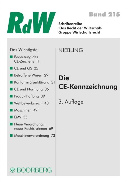 Jurgen Niebling - Die CE Kennzeichnung, E-bok