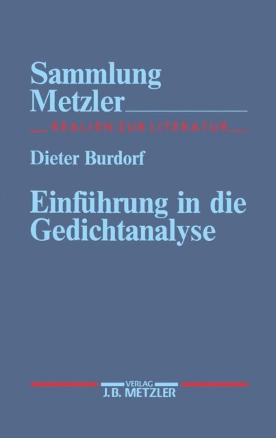 Dieter Burdorf - Einführung in die Gedichtanalyse, E-bok