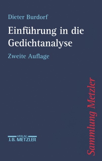 Dieter Burdorf - Einführung in die Gedichtanalyse, E-bok