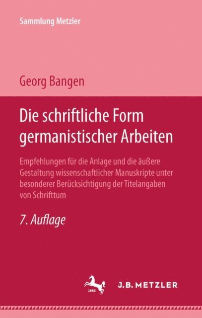 Georg Bangen - Die schriftliche Form germanistischer Arbeiten, E-bok