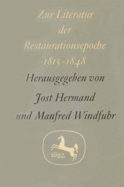 Manfred Windfuhr, Jost Hermand - Zur Literatur der Restaurationsepoche 1815–1848, E-bok
