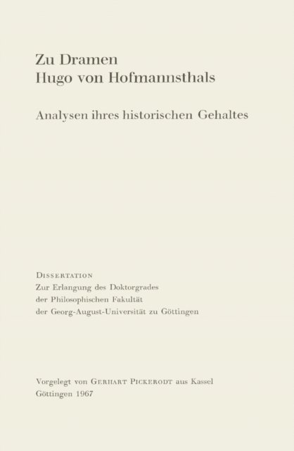 Gerhart Pickerodt - Zu Dramen Hugo von Hofmannsthals, E-bok