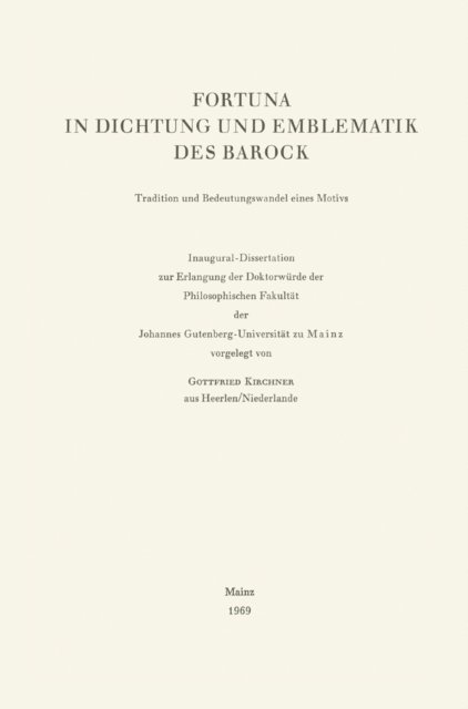 Gottfried Kirchner - Fortuna in Dichtung und Emblematik des Barock, E-bok