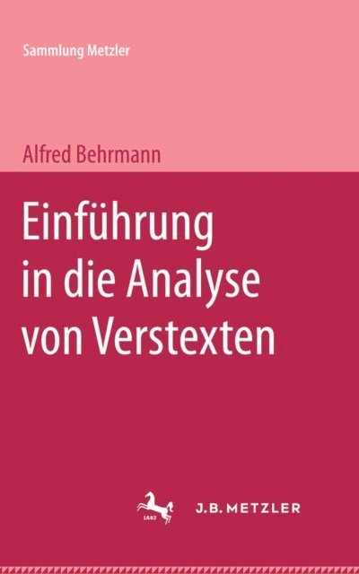 Alfred Behrmann - Einführung in die Analyse von Verstexten, E-bok
