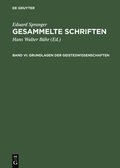 Gesammelte Schriften, Band VI, Grundlagen der Geisteswissenschaften