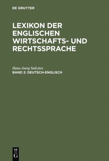 Hans-Joerg Salizites - Deutsch-Englisch, E-bok