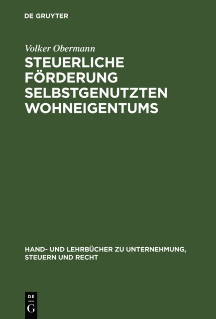 Volker Obermann - Steuerliche Förderung selbstgenutzten Wohneigentums, E-bok