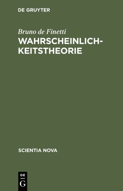 Bruno de Finetti - Wahrscheinlichkeitstheorie, E-bok