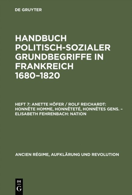 Elisabeth Fehrenbach, Rolf Reichardt, Anette Hofer - Honnête homme, Honnêteté, Honnêtes gens. Nation, E-bok