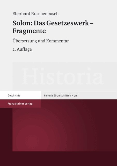 Eberhard () Ruschenbusch, Klaus Bringmann - Solon: Das Gesetzeswerk - Fragmente, E-bok