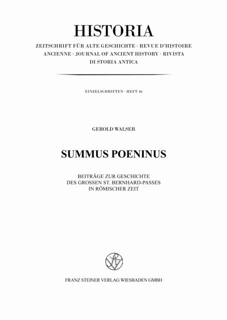 Gerold Walser - Summus Poeninus, E-bok. Tillgänglighet: Lägg i varukorg