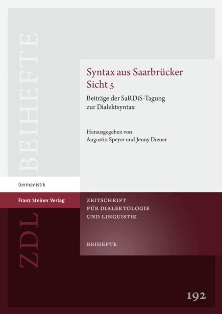 Jenny Diener, Augustin Speyer - Syntax aus Saarbrucker Sicht 5, E-bok