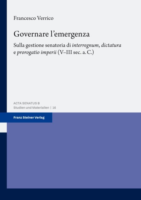 Francesco Verrico - Governare l'emergenza, E-bok