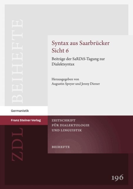 Jenny Diener, Augustin Speyer - Syntax aus Saarbrucker Sicht 6, E-bok