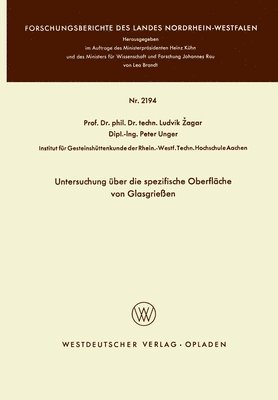 Ludvik Zagar - Untersuchung über die spezifische Oberfläche von Glasgrießen, Häftad