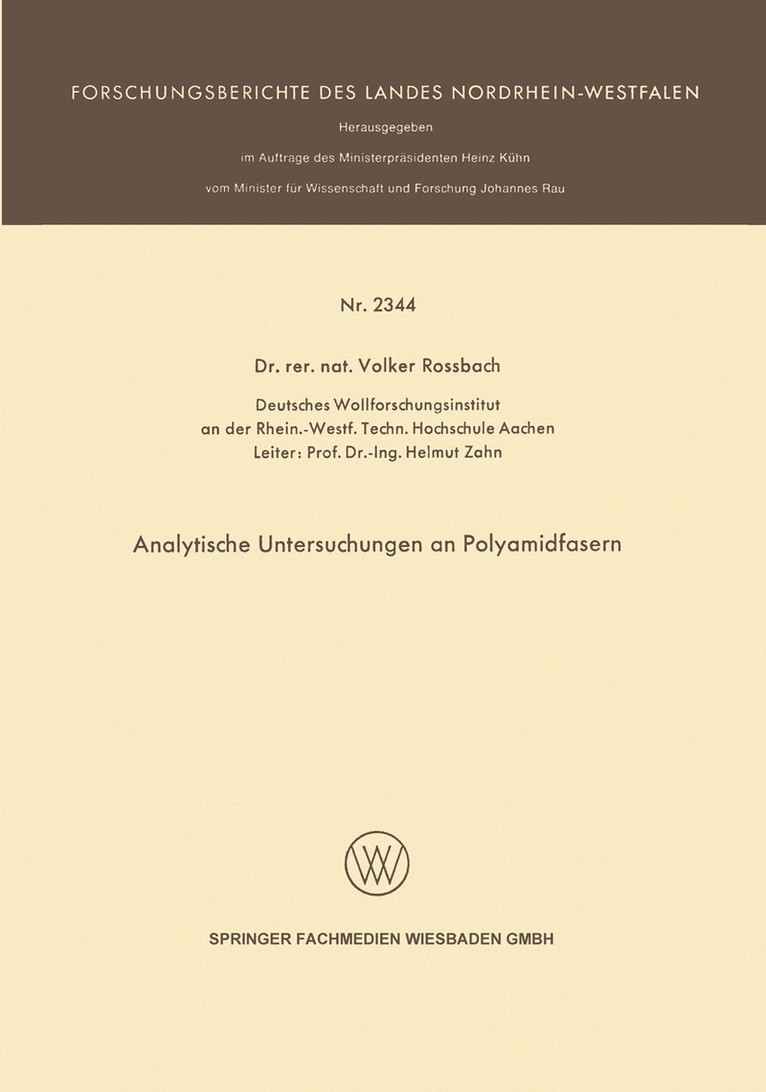 Volker Rossbach - Analytische Untersuchungen an Polyamidfasern, Häftad