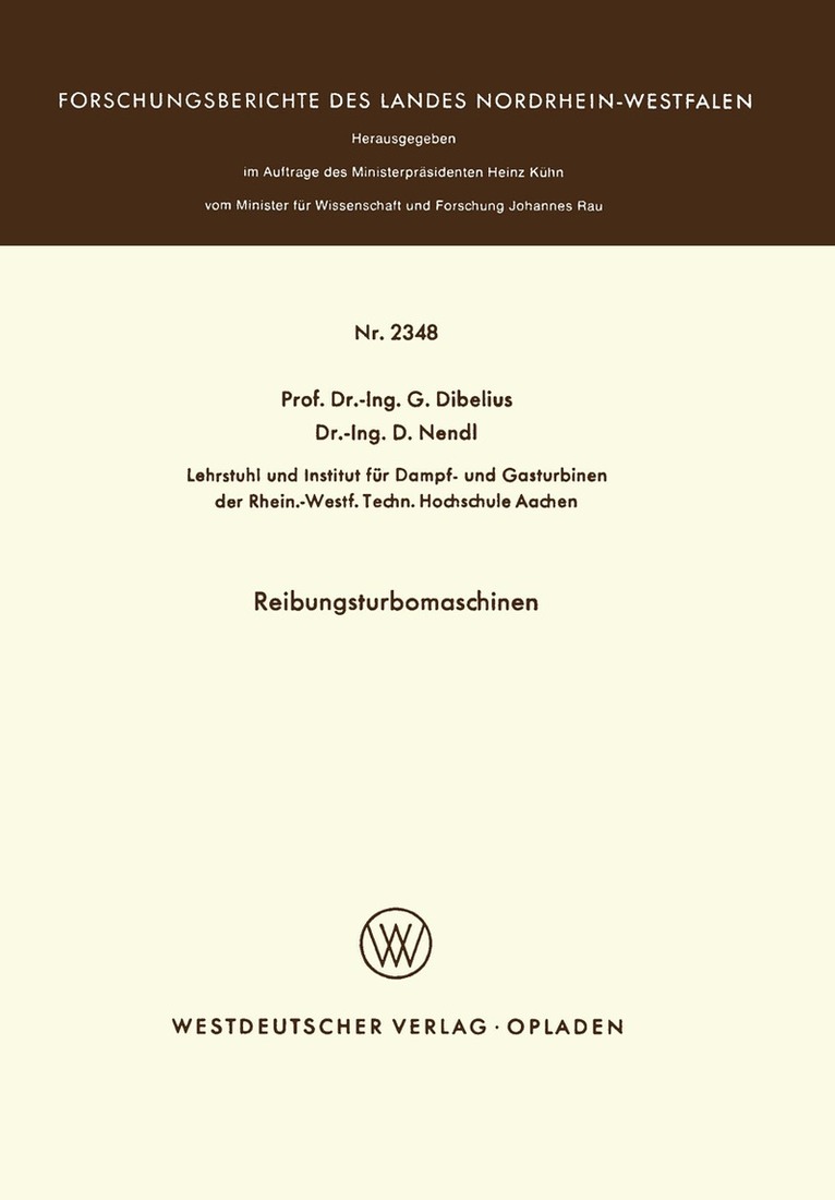 Günther Dibelius - Reibungsturbomaschinen, Häftad