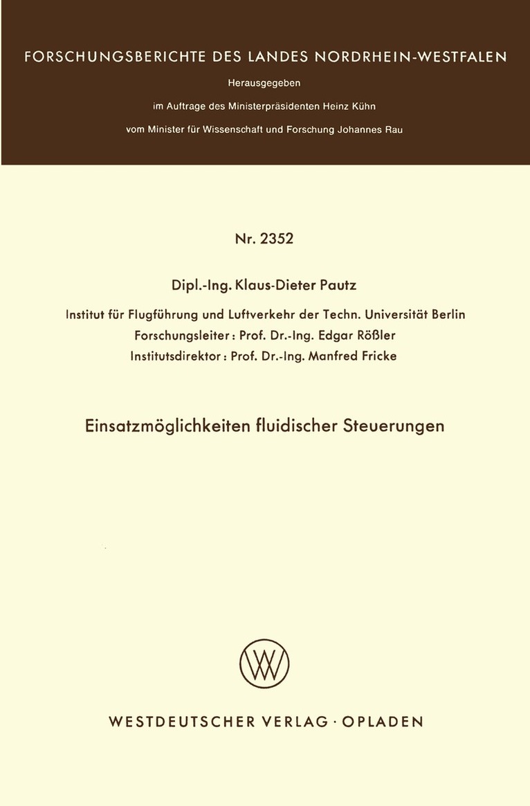 Klaus-Dieter Pautz - Einsatzmöglichkeiten fluidischer Steuerungen, Häftad