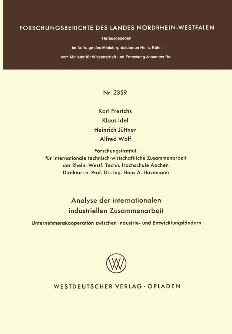 Karl Frerichs - Analyse der internationalen industriellen Zusammenarbeit, Häftad