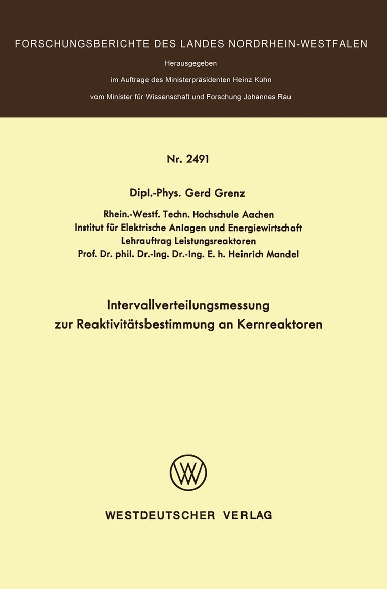 Gerd Grenz - Intervallverteilungsmessung zur Reaktivitätsbestimmung an Kernreaktoren, Häftad