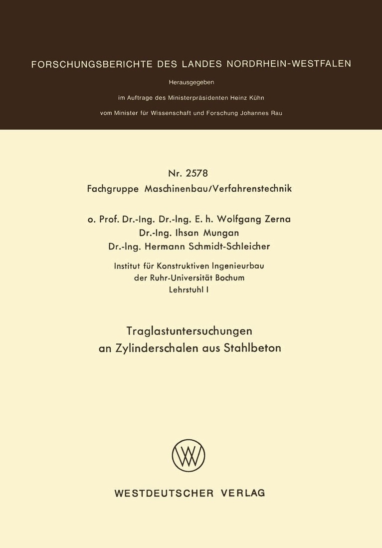 Wolfgang Zerna - Traglastuntersuchungen an Zylinderschalen aus Stahlbeton, Häftad