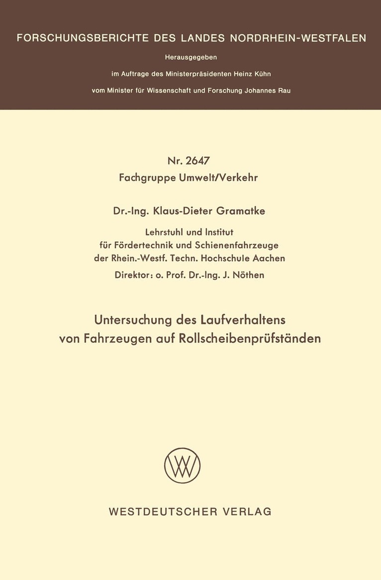 Klaus-Dieter Gramatke - Untersuchung des Laufverhaltens von Fahrzeugen auf Rollscheibenprüfständen, Häftad