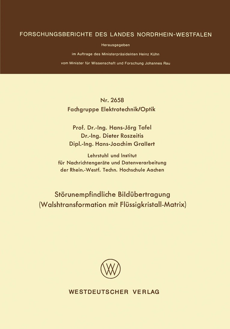 Hans Jörg Tafel - Störunempfindliche Bildübertragung, Häftad