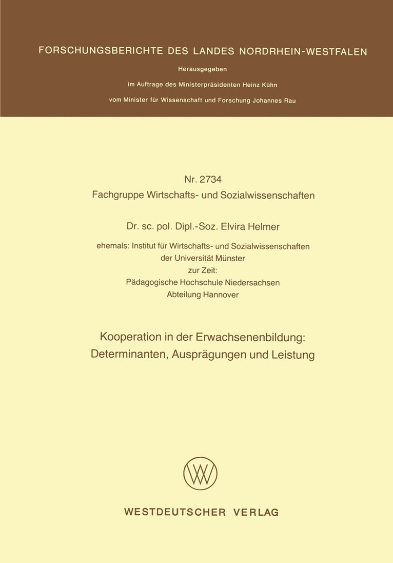 Elvira Helmer - Kooperation in der Erwachsenenbildung: Determinanten, Ausprägungen und Leistung, Häftad