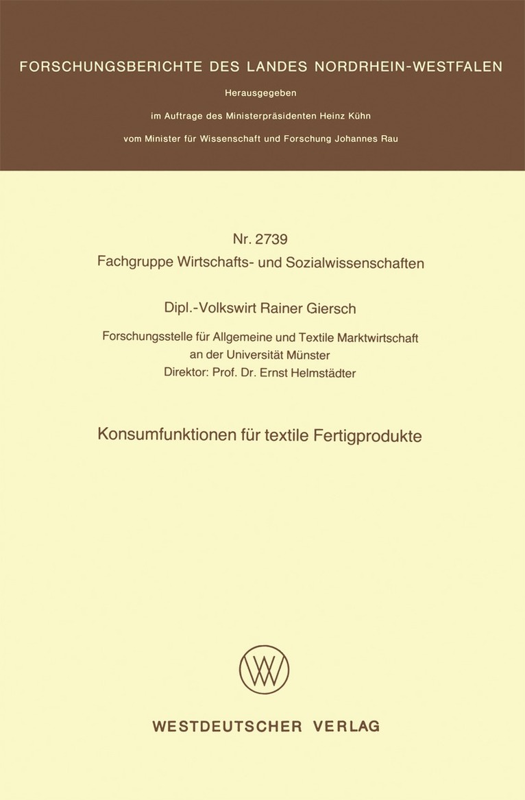 Rainer Giersch - Konsumfunktionen für textile Fertigprodukte, Häftad
