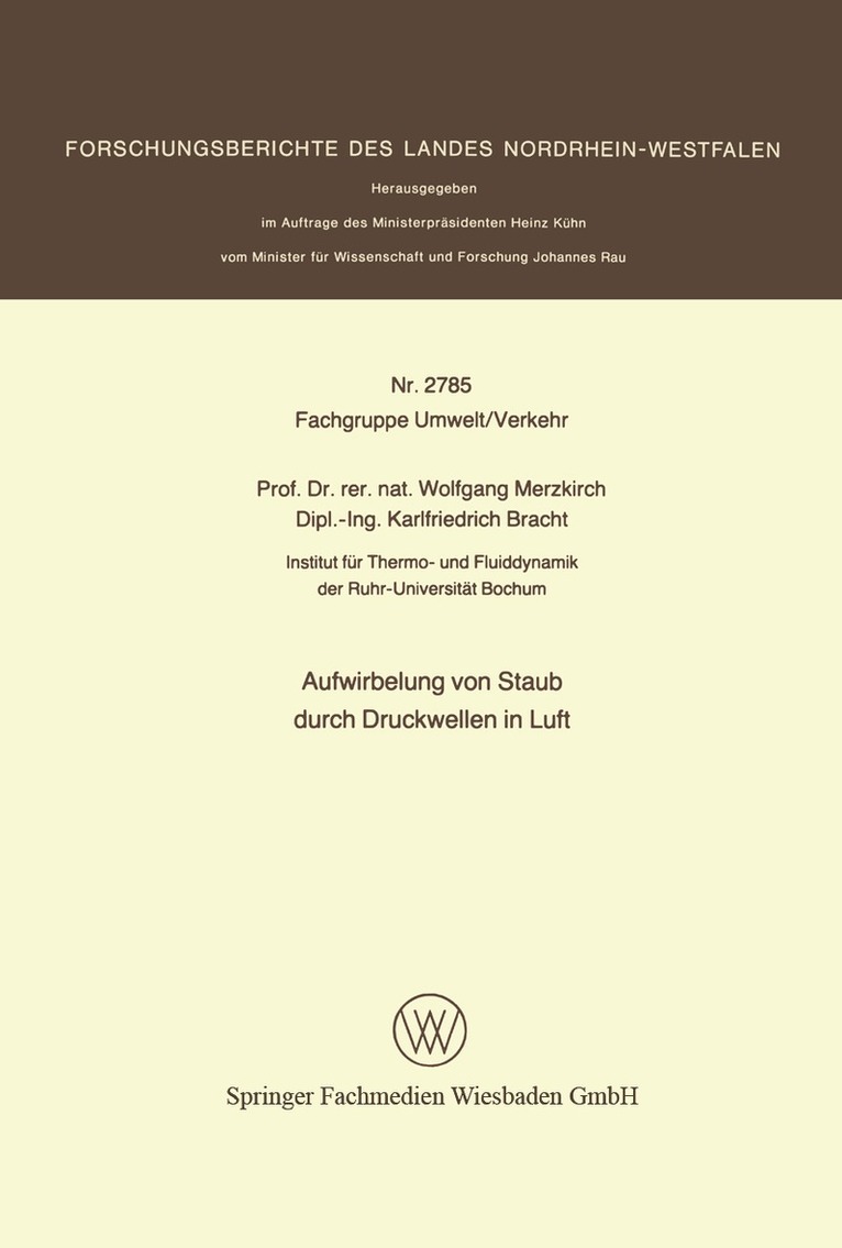 Wolfgang Merzkirch - Aufwirbelung von Staub durch Druckwellen in Luft, Häftad