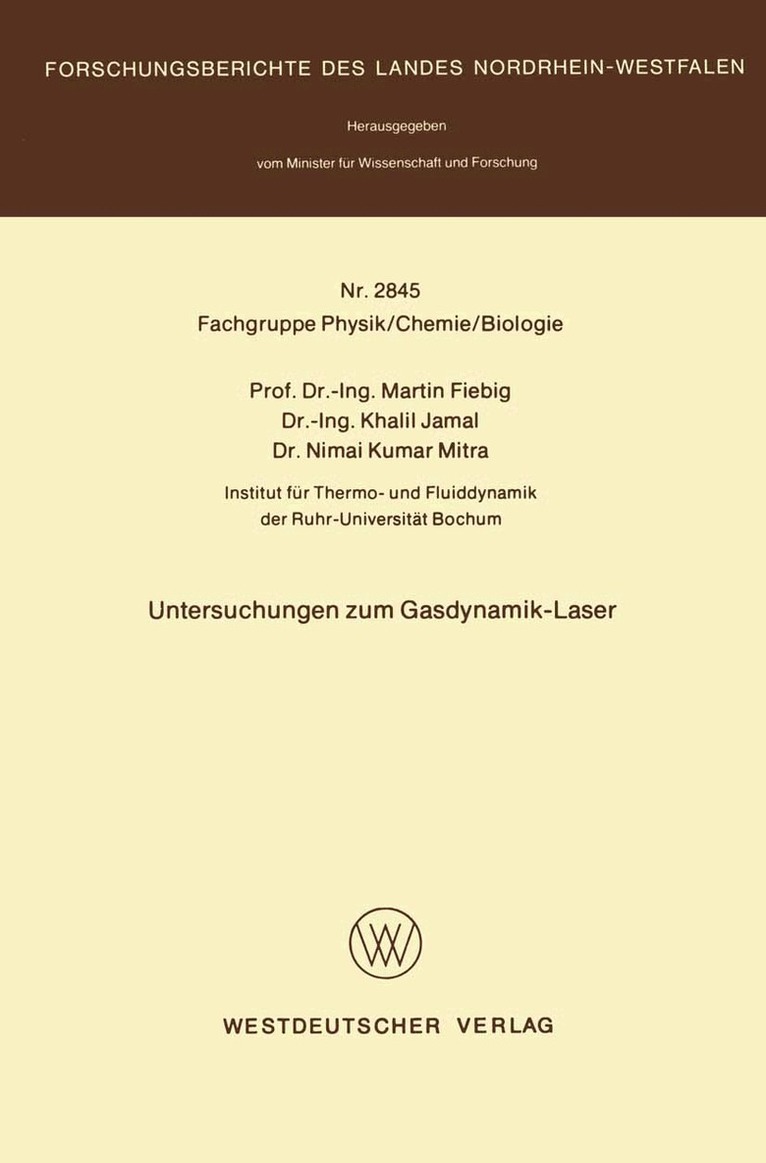 Martin Fiebig - Untersuchungen zum Gasdynamik-Laser, Häftad