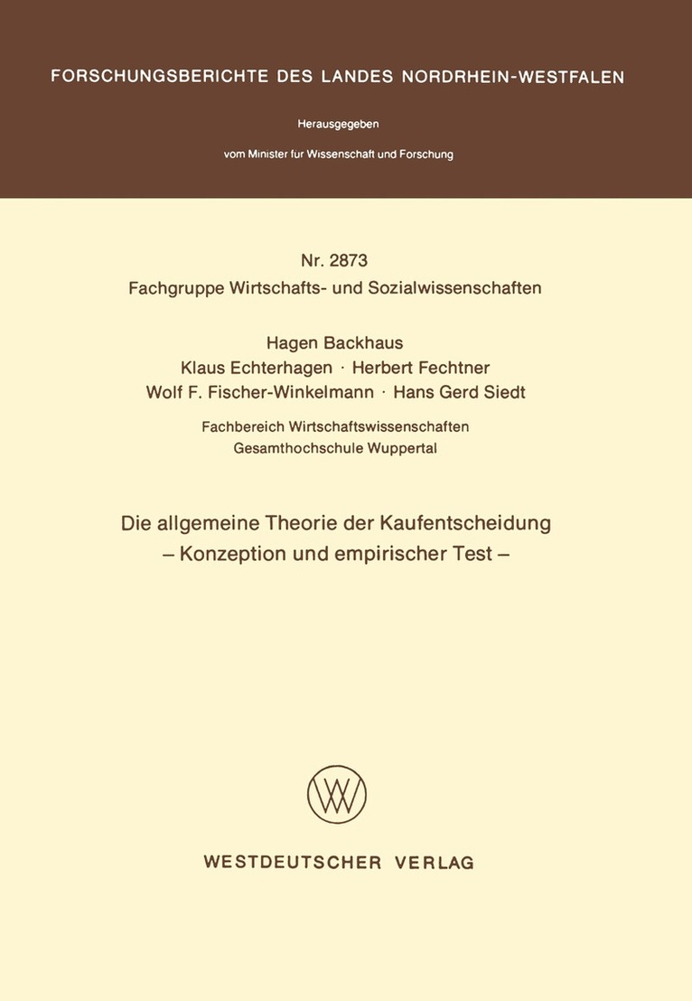 Hagen Backhaus - Die allgemeine Theorie der Kaufentscheidung, Häftad