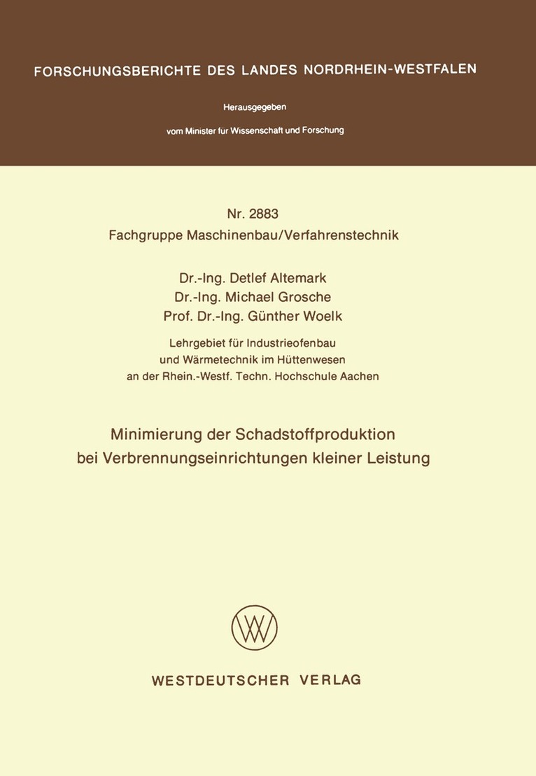 Detlef Altemark - Minimierung der Schadstoffproduktion bei Verbrennungseinrichtungen kleiner Leistung, Häftad