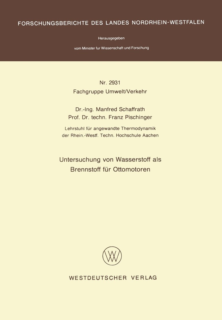 Manfred Schaffrath - Untersuchung von Wasserstoff als Brennstoff für Ottomotoren, Häftad