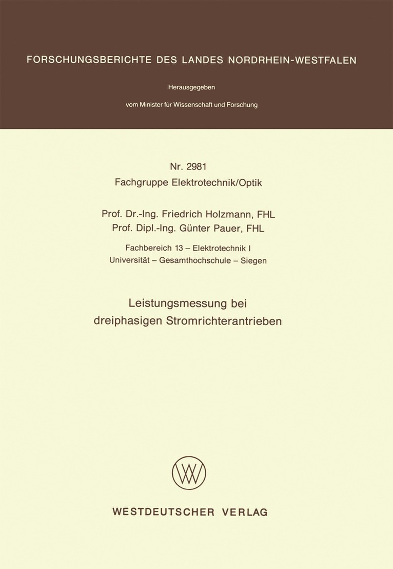 Friedrich Holzmann - Leistungsmessung bei dreiphasigen Stromrichterantrieben, Häftad